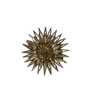 Vintage Metal Silver Tone Sunburst Brooch Pin 1"